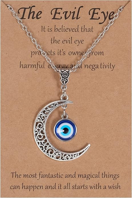 VIBILIA Evil Eye Necklace Sun Pendant Turkish Blue Eye Protection Lucky Necklaces Jewelry Gifts for Men Women (Sun) - Silver