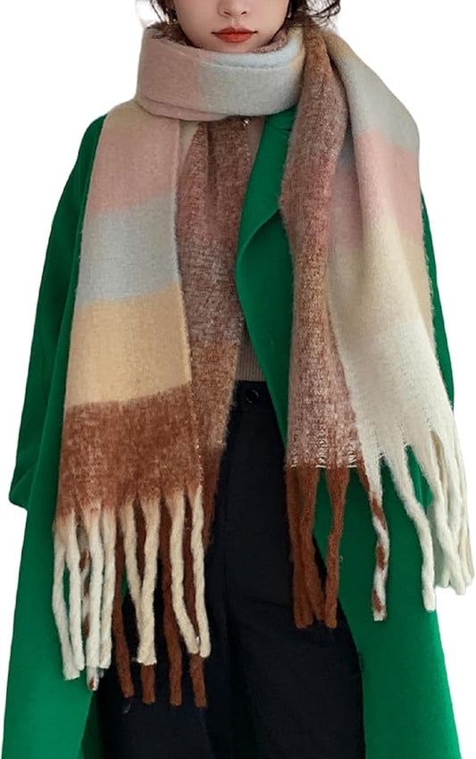 Wander Agio Winter Women Warm Scarf Long Shawl Large Scarves Cold Weather Thick Blanket Scarfs Colorful Plaid