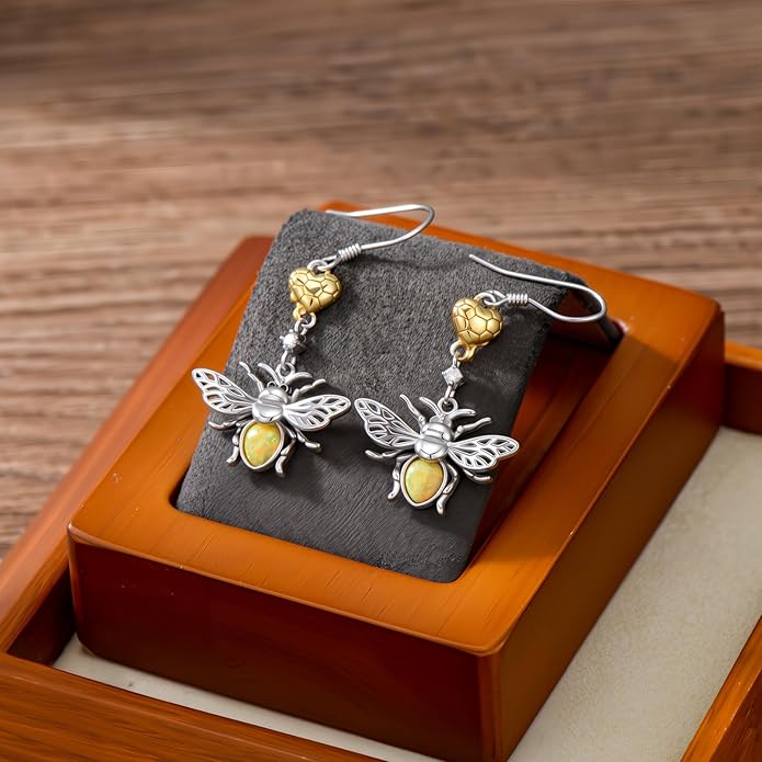 Diamond Butterfly/Dragonfly/Bee Earrings for Women 925 Sterling Silver Opal Dangle Drop Earrings Jewelry Gift for Mother Wife