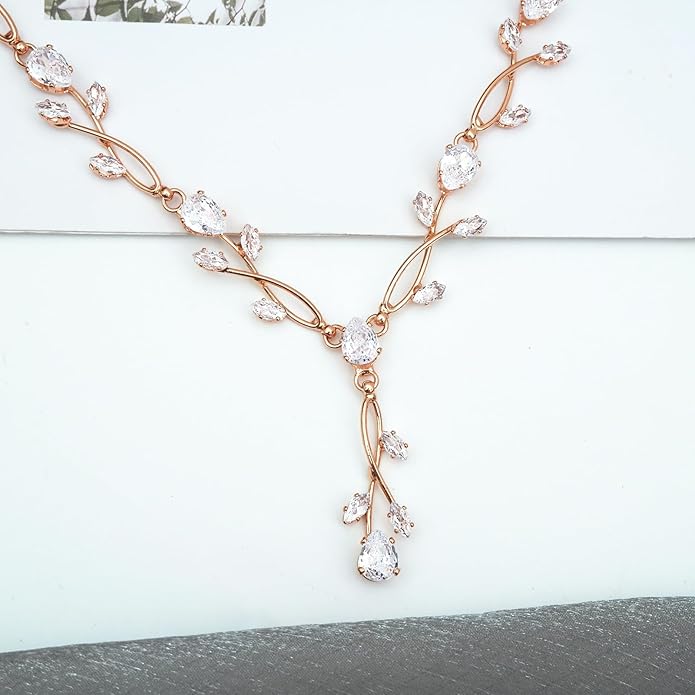 Elegant Bridal Jewelry Sets Clear Cubic Zirconia Wedding Necklace Earrings Bracelet Set for Birdes Bridesmaids CZ Prom Jewelry