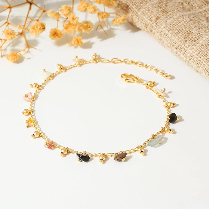 MTMY Gold Chain Bracelet for Women 14K Gold Plated Dainty Bracelets with Adjustable Chain Cute Bracelet Gold Trendy Jewelry