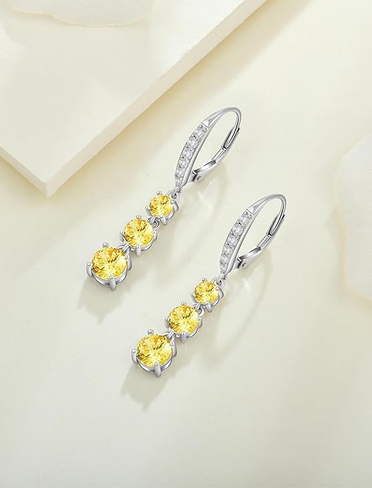 Starchenie Dangle Drop Earrings for Women 925 Sterling Silver Leverback Earrings Birthstone Jewelry