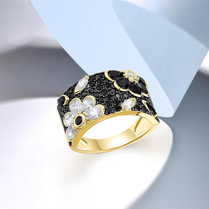 Santuzza 14K Gold Plated Dragonfly Ring Cubic Zirconia 925 Sterling Silver Butterfly Ring