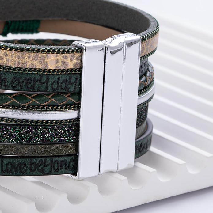 FANCY SHINY Tree of Life Leather Wrap Bracelet Inspirational Cuff Bangles Boho Pearl Bracelets with Magnetic Clasp Unique Jewelry Gifts for Women