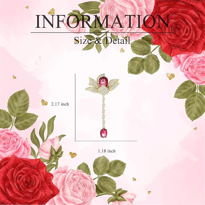 Flower Brooch for Women Girls Flower Rhinestone Brooch Gold Plated Lapel Pin Clothing Accessory Wedding Gift Fashion Jewelry for Mom Wife