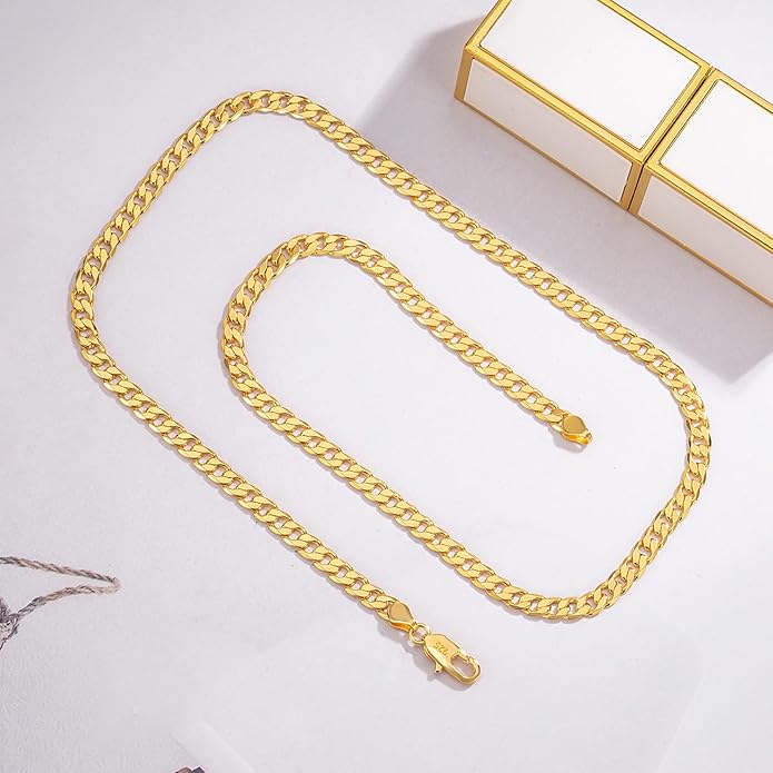 Dankadi Men 925 Sterling Silver Necklace 3-4-5MM Italy Diamond Cut Cuban Link Chain 16 "17" 18 "19" 20 "22" 24 "26" 28 "30" Fine Jewelry Gifts For Women