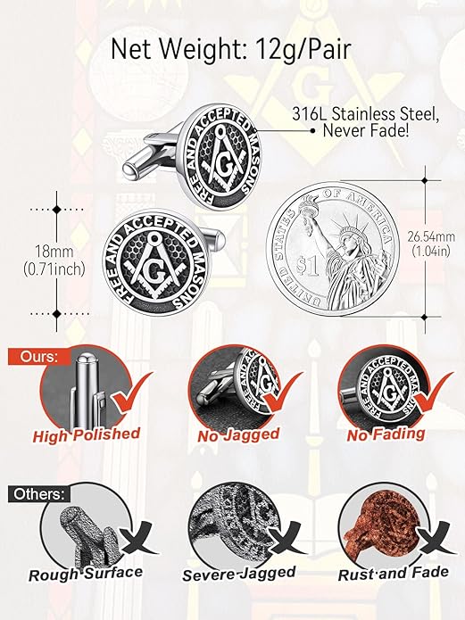 FaithHeart Mens Cufflinks, Norse Viking Tuxedo Shirt Cuff Links, Stainless Steel Cuff Links and Shirt Studs, Gift Box
