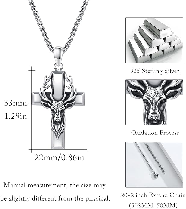 YEESIA Cross Necklace for Men Women 925 Sterling Silver Christian Pendant Religious Jewelry Gift for Men Women.