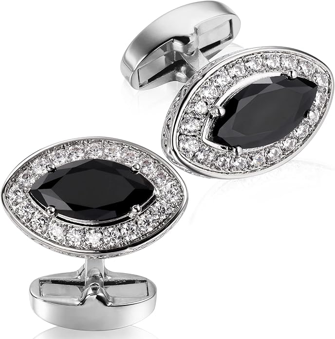 HAWSON Cufflinks for Men, Gold Diamond Crystal Cufflinks for Groom Husband Personalized Gifts, Mens Formal Wedding Business Cufflinks, Luxurious Gorgeous Cuff Links French Shirt Accessories