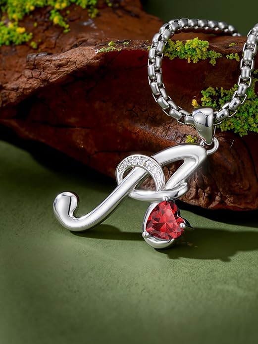 Christmas Gifts for Women Alphabet A to Z Initial Birthstone Pendant Necklaces for Women - 18k White Gold Plated Personalized Name Jewelry Valentine Mothers Day Birthday Gifts for Women Her Girlfriend