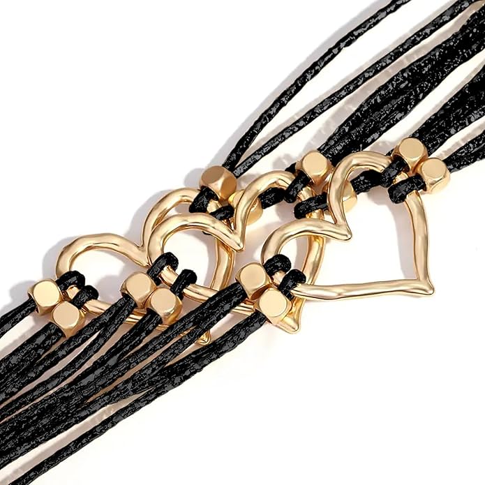 Fesciory Leather Wrap Bracelets for Women, Boho Leopard Multi-Layer Crystal Beads Cuff Bracelet Jewelry