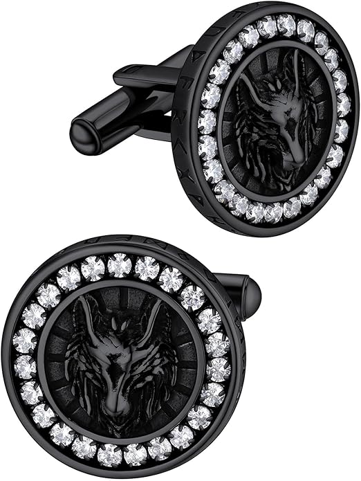FaithHeart Mens Cufflinks, Norse Viking Tuxedo Shirt Cuff Links, Stainless Steel Cuff Links and Shirt Studs, Gift Box
