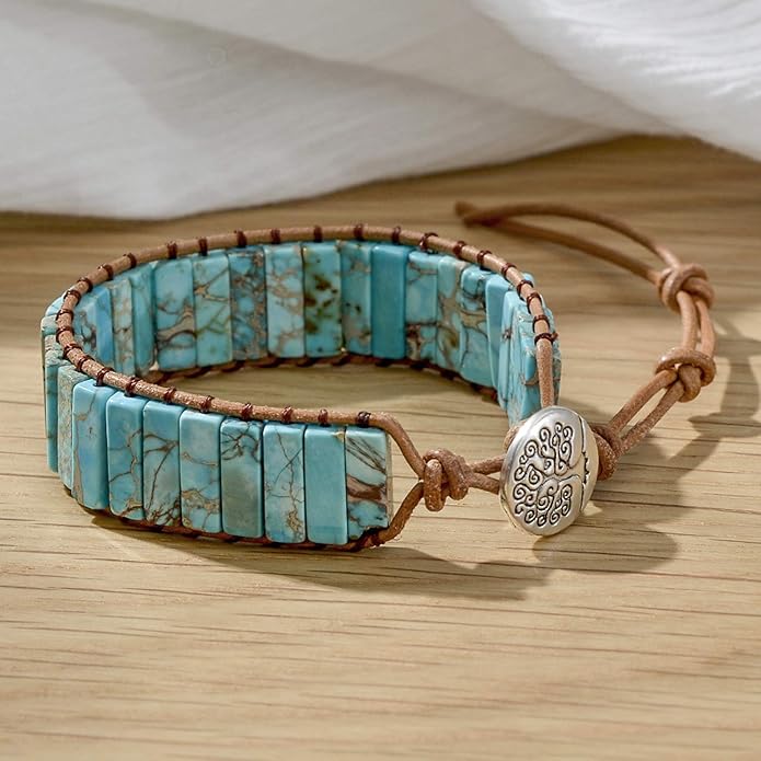 sedmart 7 Chakra Bracelets for Women with Real Stones Leather Wrap Healing Bead Bracelet Women Men Boho Friendship Jewelry