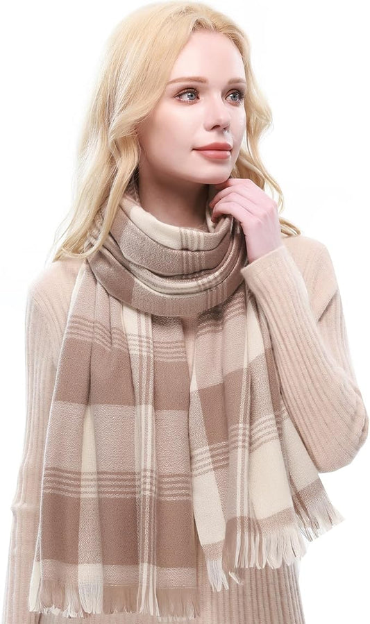 RIIQIICHY Plaid Scarf for Women Fall Winter Pashmina Scarves Wraps for Cold Weather Warm Large