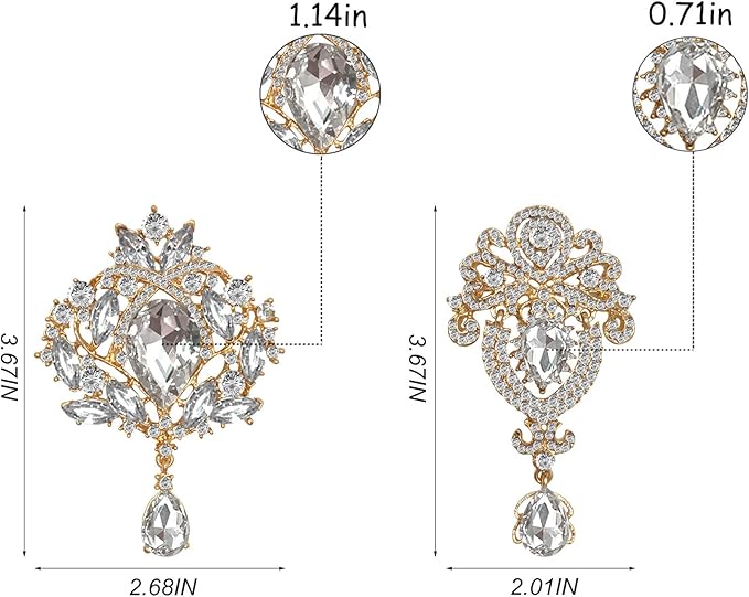 Yhsheen Rhinestone Brooches Crystal Brooch Pins, Pearl Crystal Wedding Bouquet kit Set