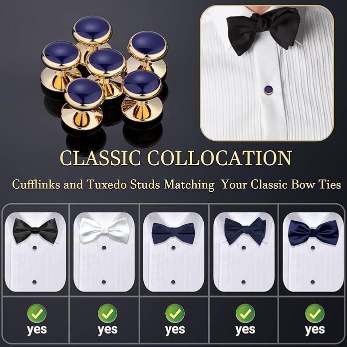 HAWSON Men’s Cufflinks and Tuxedo Studs Set with Gift Box; Men’s Jewelry or Accessories Suitable for Black Suit White Shirts Vest and Red Bow tie on Wedding or Anniversary and Birthday