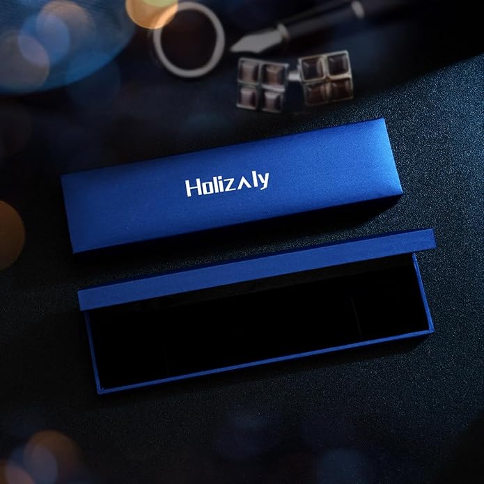 Holizaly Men's Stainless Steel Two Tone Square Link Bracelet, Black and Blue Ion Plated Black