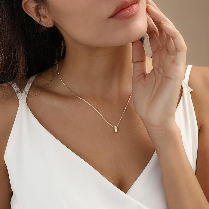 Bubble Gold Letter Necklace for Women, 14k Gold Plated Balloon Initial Necklace, Dainty Gold Necklace for Women, Personalized Bubble Pendant Name Necklace, Fashion Accessories Trendy Jewelry