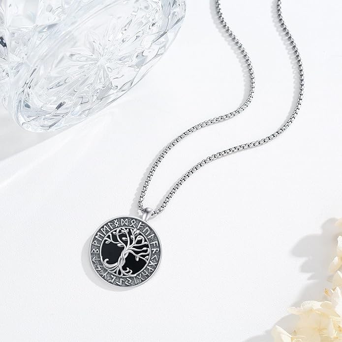 KoyeKei Viking Necklace for Men 925 Sterling Silver Viking Norse Pagan Jewelry Gifts for Women