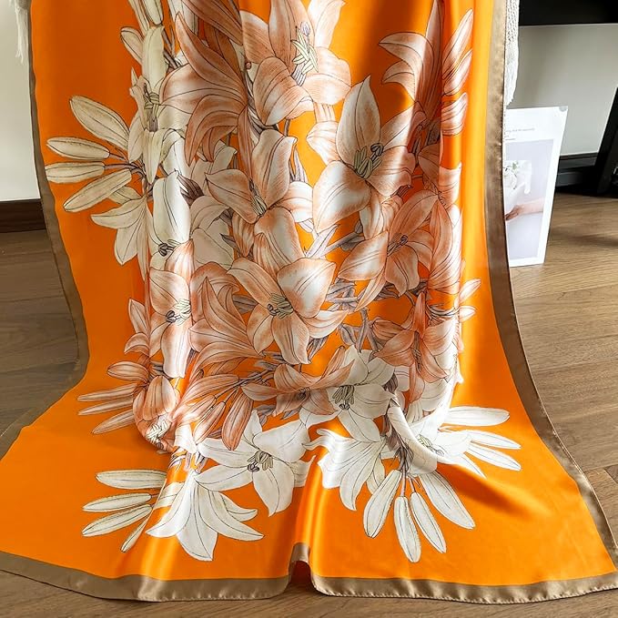 Long Silk Like Scarf Lightweight Satin Scarves Large Sunscreen Shawl Wrap for Women