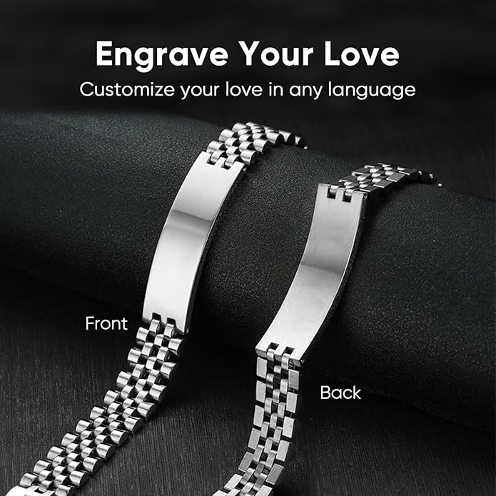 VNOX Masculine Watch Band Stainless Steel Link Bracelet Personalized Jewelry Gift for Men DAD Father Husband Boyfriend