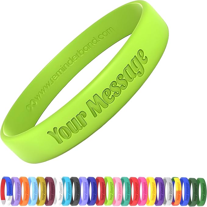 Reminderband Custom Silicone Bracelet – Motivational Wristbands, Bulk Personalized Bands for Events, Awareness, Fundraisers, Gifts – Custom Rubber Bracelets - 1/2" Classic