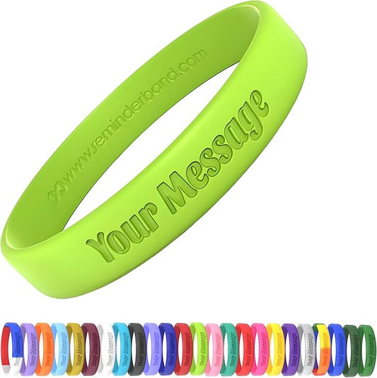 Reminderband Custom Silicone Bracelet – Motivational Wristbands, Bulk Personalized Bands for Events, Awareness, Fundraisers, Gifts – Custom Rubber Bracelets - 1/2" Classic