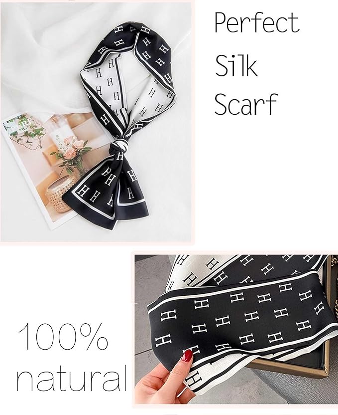 kcctoo 59" Mulberry Silk Like Head Scarf Women's Fashion Square Neck Satin Scarfs for Bag Hair Scarves Gift 59 * 5.9”
