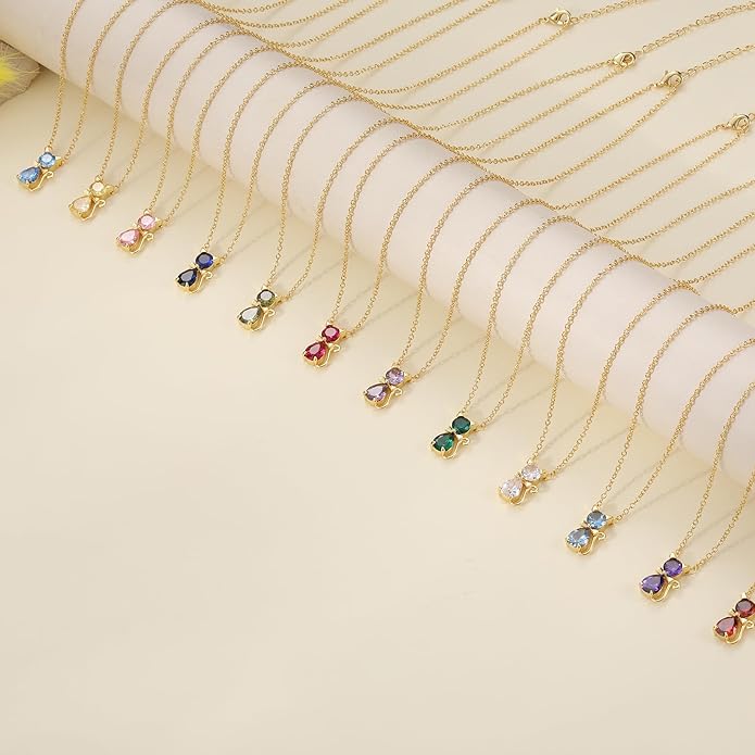 JSJOY Gold Birthstone Necklace for Women Dainty Birthstone Pendant Necklace for Teens Birthday Gifts Jewelry for Mothers Wife Grandma Graduation Gifts for Teenagers