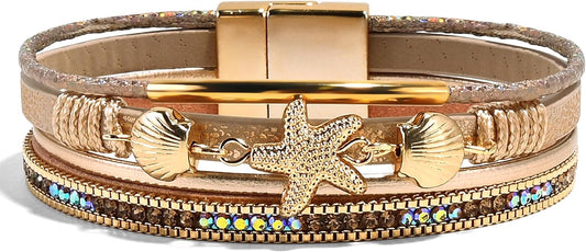 VIBILIA Boho Leather Wrap Bracelets for Women Multi-Layer Bracelets with Strong Clasp Jewelry for Women