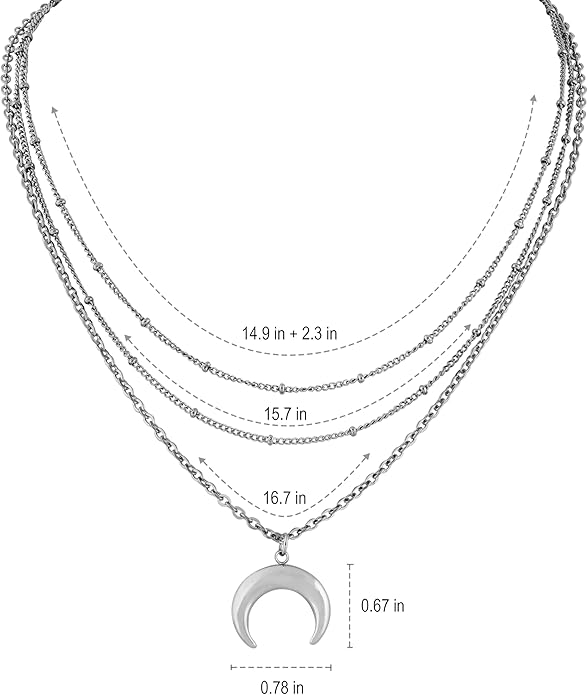 Sacina Layered Silver-tone Crescent Moon Choker, Moon Necklace for Women, Gothic Emo Grunge Necklace, Goth Jewelry, Christmas Jewelry Gift for Women