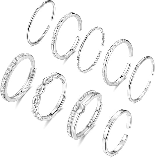 Thunaraz Gold Stackable Rings for Women Non Tarnish Open Adjustable 14K Gold Plated Rings Trendy Stack Cubic Zirconia Thin Thumb Ring Set Minimalist Dainty Statement Band Ring