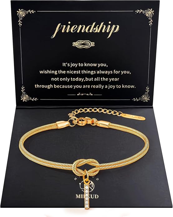 Friendship Bracelet for Women Gold Initial Bracelets 14K Gold Plated Knot Letter A-Z Initial Bracelet for Women Dainty Forever Layered Chain Bracelets Jewelry Birthday Gift for Best Friend