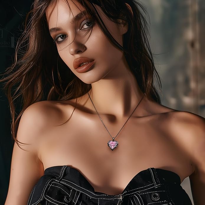 CDE Angel Wings Necklace for Women with Birthstone, Love Heart Silver Tone/Gold Tone Pendant, Ideal Anniversary or Birthday Jewelry Gifts for Wife Girlfriend Her