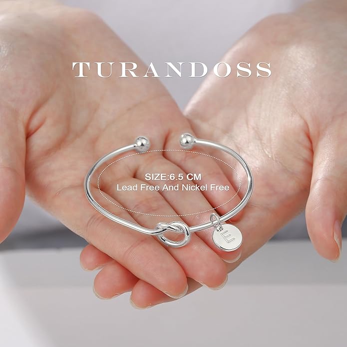 Turandoss Initial Bracelets for Women - Dainty Knot Letter A-Z Initial Bracelet for Women, Personalized Cuff Bangle Bracelet for Women, Jewelry for Women