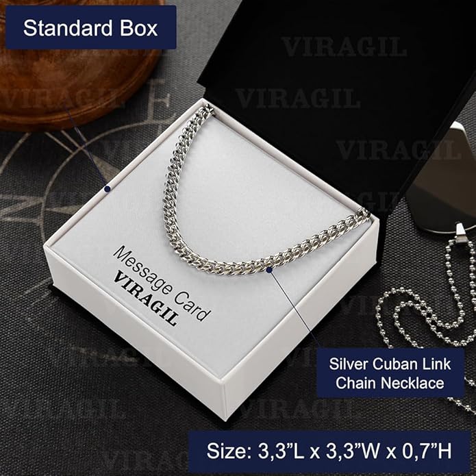 VIRAGIL To My Man Necklace Chain for Men, Silver Stainless Steel Chain Jewelry, Romantic Gift from Partner for Birthday Valentine or Everyday Wear with Meaning