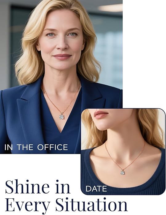MomentWish Moissanite Solitaire Pendant Necklaces for Women Sterling Silver 0.3/0.5/1/2-Carat D Color VVS1 Clarity Mossanite Jewelry for Women