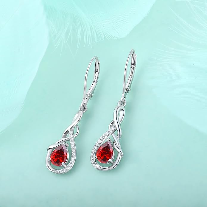 Starchenie Infinity Dangle Drop Earrings Sterling Silver Leverback Earrings Gemstones Twisted Jewelry