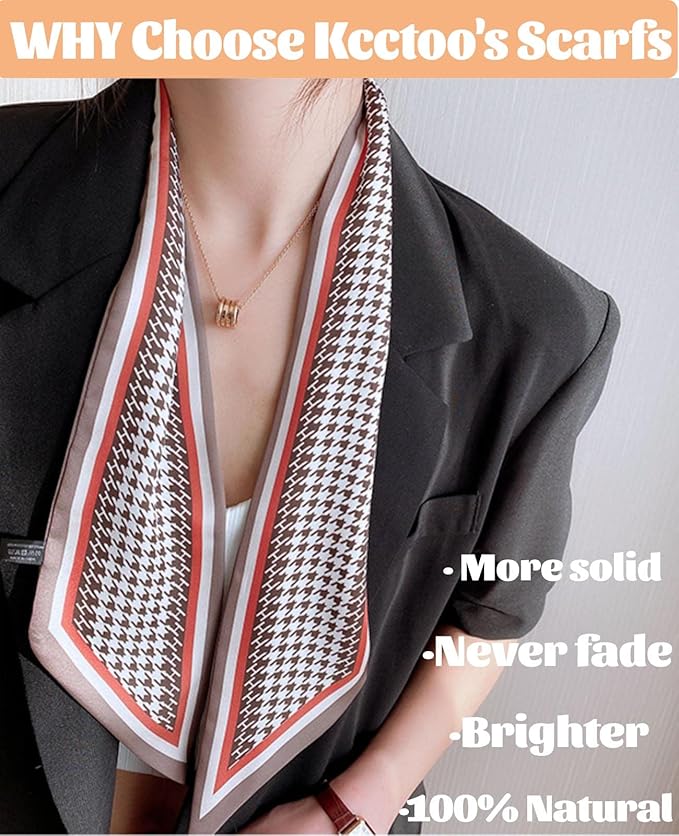 kcctoo 59" Mulberry Silk Like Head Scarf Women's Fashion Square Neck Satin Scarfs for Bag Hair Scarves Gift 59 * 5.9”
