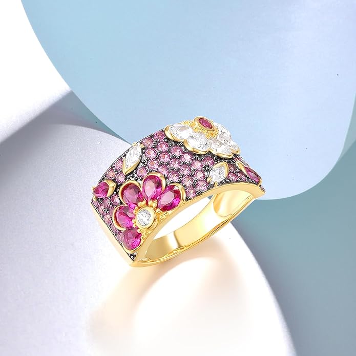 Santuzza 14K Gold Plated Dragonfly Ring Cubic Zirconia 925 Sterling Silver Butterfly Ring