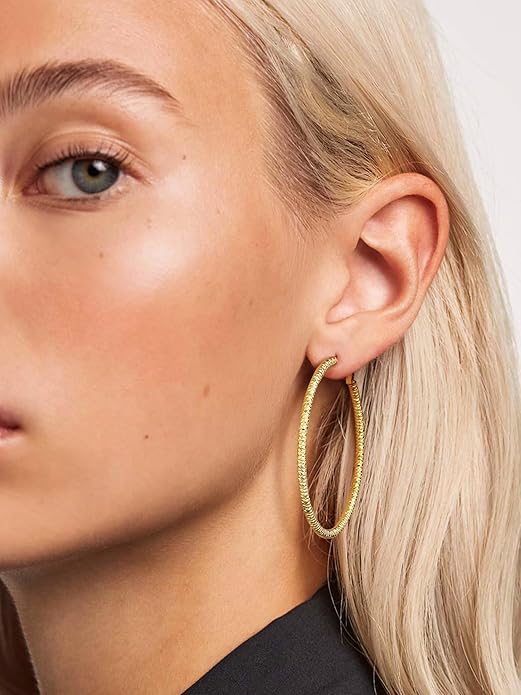 PROSTEEL 30/40/60/80/100mm Chunky Hoop Earrings For Women Gold Plated/Black Stainless Steel Hoops Earrings Statement Jewelry