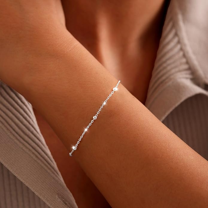 Moodear Stackable Bracelets for Men - Dainty 925 Sterling Silver/14K Gold Plated Cuff Snake Box Cuban Link Chain Bangle Bracelet Set Mens Jewelry