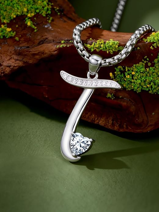 Christmas Gifts for Women Alphabet A to Z Initial Birthstone Pendant Necklaces for Women - 18k White Gold Plated Personalized Name Jewelry Valentine Mothers Day Birthday Gifts for Women Her Girlfriend