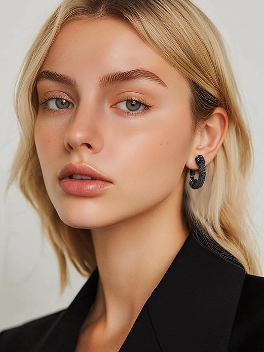 PROSTEEL 30/40/60/80/100mm Chunky Hoop Earrings For Women Gold Plated/Black Stainless Steel Hoops Earrings Statement Jewelry