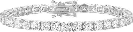 KISPER Tennis Bracelet for Women - 24K White Gold or Gold Plated Round Cut AAAAA CZ, 3mm/4mm Width, Elegant Jewelry Gift, 6.5/7/7.5 Inch