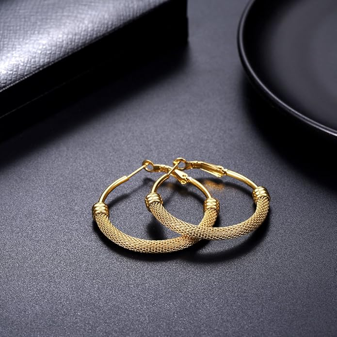 PROSTEEL 30/40/60/80/100mm Chunky Hoop Earrings For Women Gold Plated/Black Stainless Steel Hoops Earrings Statement Jewelry