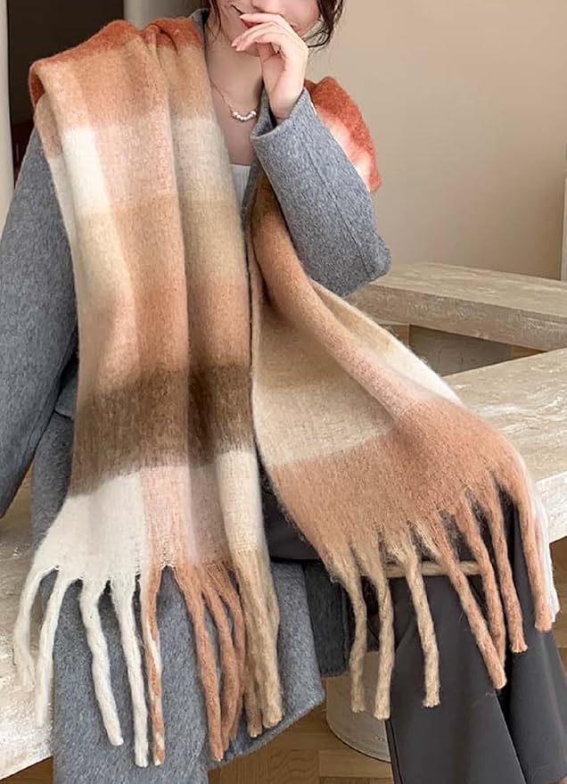 Wander Agio Winter Women Warm Scarf Long Shawl Large Scarves Cold Weather Thick Blanket Scarfs Colorful Plaid