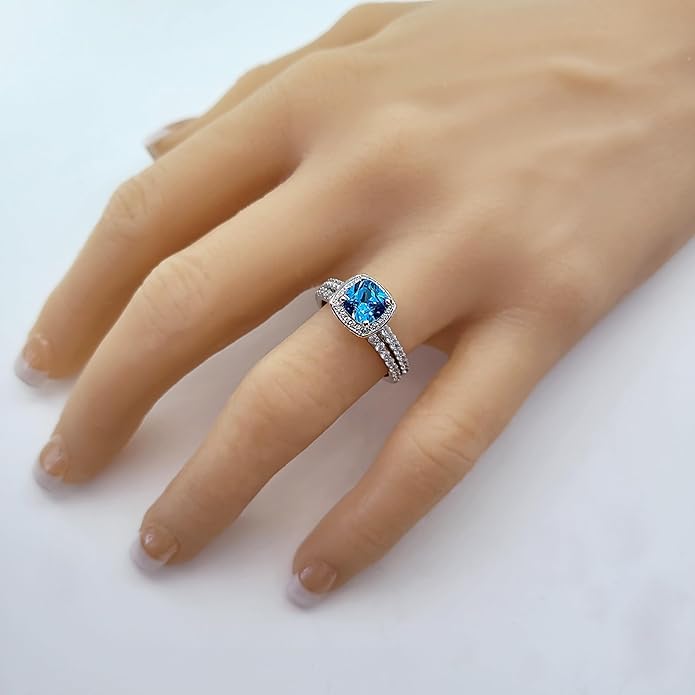 NANA Jewels Sterling Silver Engagement Rings for Women - Choose Simulated Morganite, Citrine, Aquamarine & More