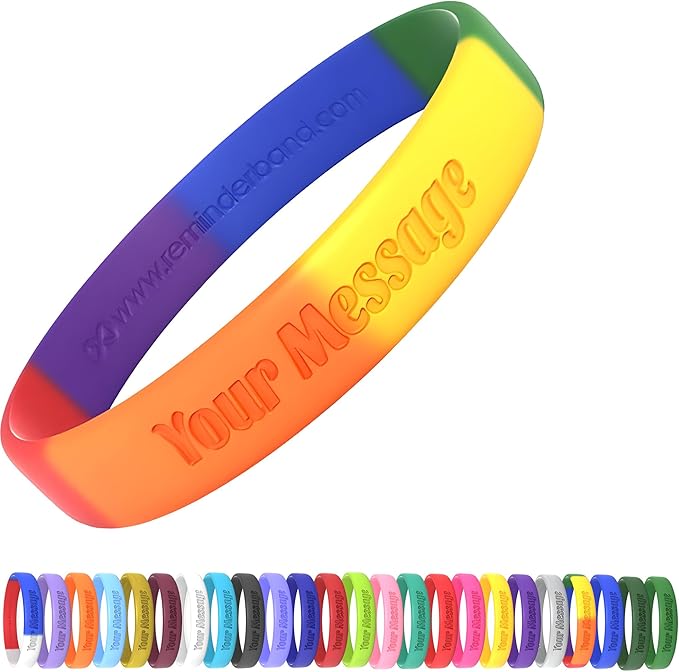 Reminderband Custom Silicone Bracelet – Motivational Wristbands, Bulk Personalized Bands for Events, Awareness, Fundraisers, Gifts – Custom Rubber Bracelets - 1/2" Classic