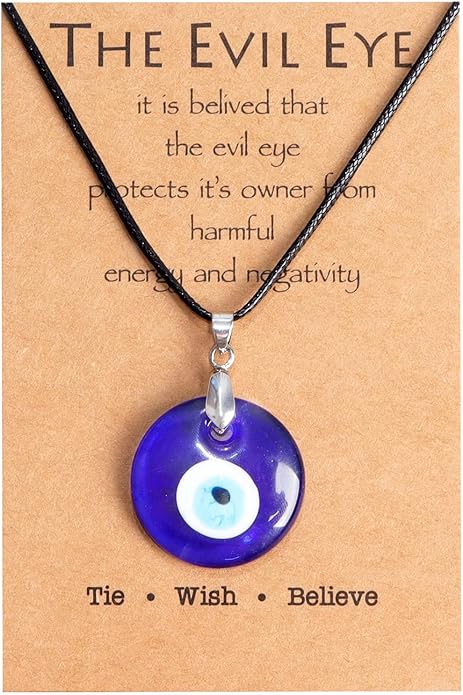Long tiantian Evil Eye Necklace for Women Men Necklace Evil Eye Jewelry Blue Turkish Glass Leather Rope Pink Lucky Protection Necklace Jewelry Valenty Day Gifts for Men Women